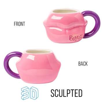 Silver Buffalo Bratz Ceramic 3D Sculpted Mug - Iconic Lips Design - 20 Oz