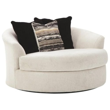 Signature Design by Ashley Cambri Oversized 360-Degree Round Swivel Chair in White