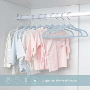 ManGotree Kids Velvet Clothes Hangers, Baby Childrens Hangers for Clothes Space Saving Non-Slip 15Pack (Blue)