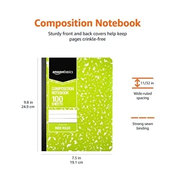 Amazon Basics Wide Ruled Composition Notebooks 4-Pack