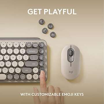 Logitech POP Keys Mechanical Wireless Keyboard with Customizable Emoji Keys, Durable Compact Design, Bluetooth or USB Connectivity, Multi-Device, OS Compatible - Mist