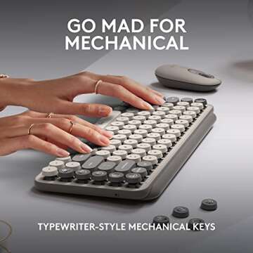 Logitech POP Keys Mechanical Wireless Keyboard with Customizable Emoji Keys, Durable Compact Design, Bluetooth or USB Connectivity, Multi-Device, OS Compatible - Mist