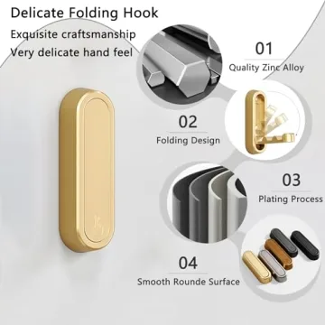 XSGTZMJ Hooks - Elegant Gold Folding Coat Hooks for Home