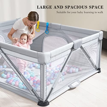 ANGELBLISS Foldable Baby Playpen for Indoor Outdoor Use