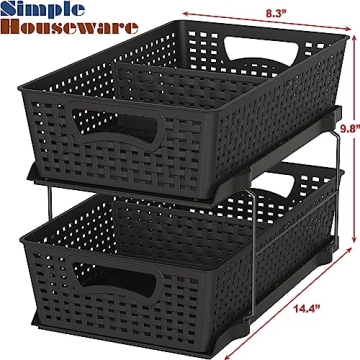 2 Tier Bathroom Organizer Tray with Pull-Out Drawers