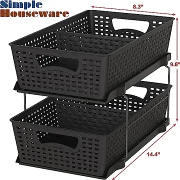 2 Tier Bathroom Organizer Tray with Pull-Out Drawers