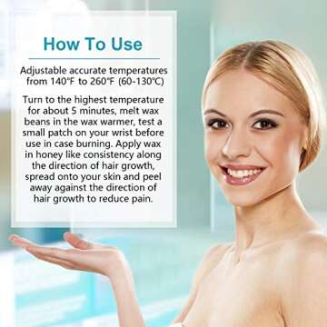 Wax Warmer Waxing Kit, Easkep Wax Warmer Hair Removal Home Wax Kit with 5 Bags Hard Wax Beans Healthy Relaxing Wax Kit for Legs, Face, Underarm, Bikini