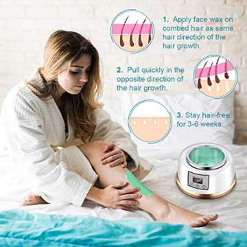 Wax Warmer Waxing Kit, Easkep Wax Warmer Hair Removal Home Wax Kit with 5 Bags Hard Wax Beans Healthy Relaxing Wax Kit for Legs, Face, Underarm, Bikini