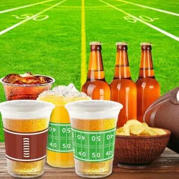 Football Party Cups - 50 Pack - 16 oz Clear Plastic Cups