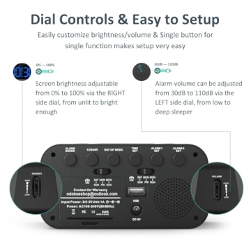 Compact Odokee Dual Alarm Clock with USB Charger