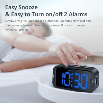Compact Odokee Dual Alarm Clock with USB Charger