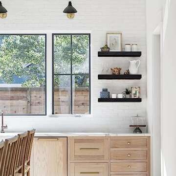 QEEIG Black Floating Shelves for Wall Bathroom Shelf Bedroom Kitchen Farmhouse Modern Small Book Shelf Set of 3 (015-B3)