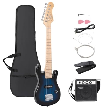 ZENY 30 inch Kids Electric Guitar Set with Amplifier and Case, Blue