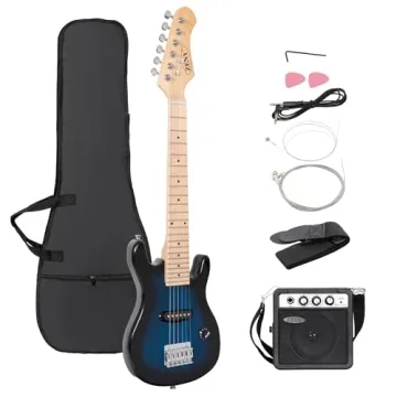 ZENY 30 inch Kids Electric Guitar Set with Amplifier and Case, Blue