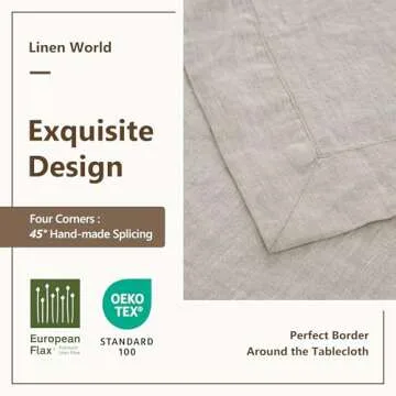 L Linen World Linen Tablecloth, 100% French Linen Natural Tablecloth 90" x 60" Inch, Washable Rectangular Tablecloth for Dining, Outdoor, Weddings and Restaurants, Decorative Valentine Easter