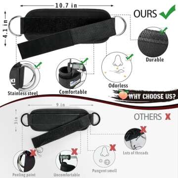 Ankle Strap for Cable Machines, Ankle Cuffs for Cable Machine-Kickbacks, Leg Extensions, Hip Abductors, Glute Workouts, Lower Body Exercises, Adjustable Leg Cable Attachments for Home & Gym