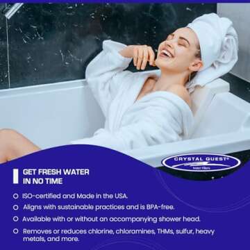 Crystal Quest Shower Filter without Shower Head - White - Advanced Multi Stage Filtration for Cleaner Water - Removes Chlorine, Heavy Metals - Promotes Healthier Skin, Softer Hair - Long-Lasting