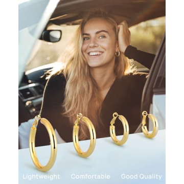 Chunky Gold Hoop Earrings for Women - Hypoallergenic Elegance