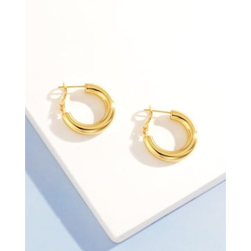 Chunky Gold Hoop Earrings for Women - Hypoallergenic Elegance