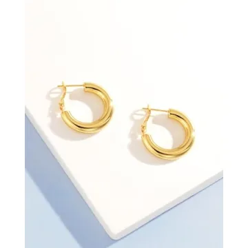 Chunky Gold Hoop Earrings for Women - Hypoallergenic Elegance
