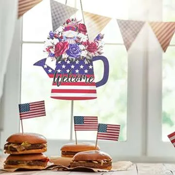 Lallisa 4th of July Door Sign for Patriotic Decor