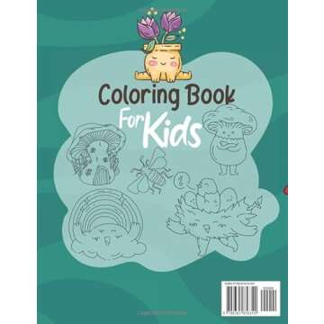 Nature Coloring Book For Kids: Fun and Easy Pages With Mushrooms, Animals, and Flowers