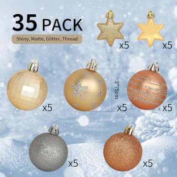 35ct 1.96"/50mm Christmas Ball Ornaments, NEVSETPO Matte Christmas Ornament Vintage Ball Ornaments f...