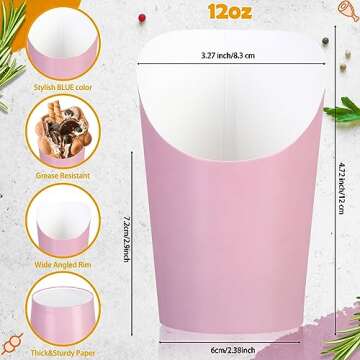 Sabary 50 Pcs French Fries Holder, 12oz Disposable Paper French Fry Cups Charcuterie Cups for Baby S...