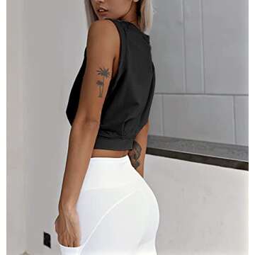 ARRIVE GUIDE Workout Crop Tops for Women Cute Loose Fit Tank Top Casual Summer Yoga Athletic Sports ...