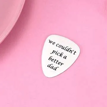 Dad Gifts for Father's Day Christmas Birthday - Stainless Steel Guitar Pick With Message, Gifts From Daughter Son (#6 We Couldn't Pick A Better Dad)