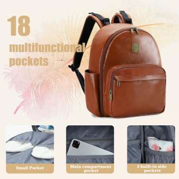 Tonyeee Vegan Leather Diaper Bag for Stylish Moms