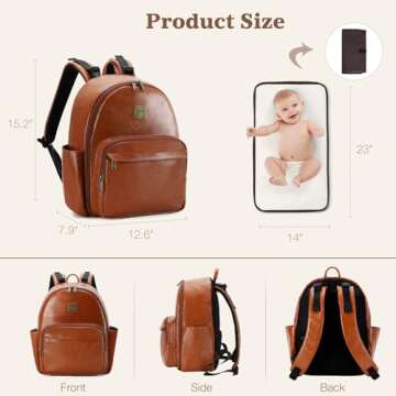 Tonyeee Vegan Leather Diaper Bag for Stylish Moms