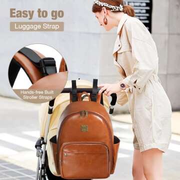 Tonyeee Vegan Leather Diaper Bag for Stylish Moms