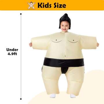 YEAHBEER Inflatable Costume for Kids Sumo Wrestler Suit Inflatable Costume,Sumo Wrestler Costume Kid...