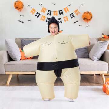 YEAHBEER Inflatable Costume for Kids Sumo Wrestler Suit Inflatable Costume,Sumo Wrestler Costume Kids,Funny Blow up Costume Sumo Children Inflatable Costumes Halloween Cosplay Costumes