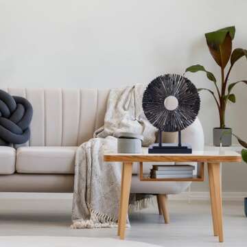 CECKQUE Minimalist Round Statue Above Cabinet Decor Kitchen, Modern Decorative Sculpture Home Decorations for Living Room Coffee Table, Office Decor Items, Center Pieces Decoration (Black)