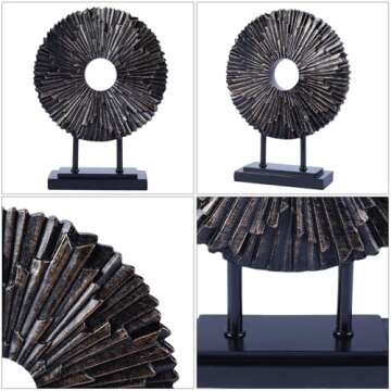 CECKQUE Minimalist Round Statue Above Cabinet Decor Kitchen, Modern Decorative Sculpture Home Decorations for Living Room Coffee Table, Office Decor Items, Center Pieces Decoration (Black)