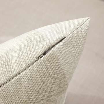 CARRIE HOME Beige Cream Buffalo Check Plaid Pillow Covers 18x18 Set of 2 Neutral Linen Throw Pillow Covers 18 x 18 Neutral Room Decor for Sofa and Couch