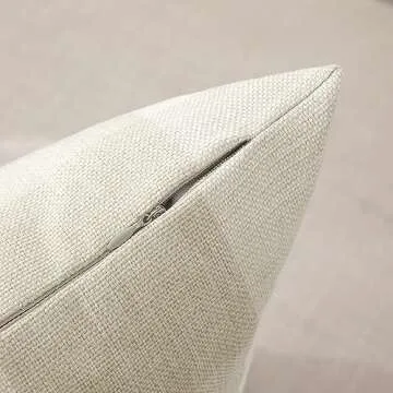 CARRIE HOME Beige Cream Buffalo Check Plaid Pillow Covers 18x18 Set of 2 Neutral Linen Throw Pillow Covers 18 x 18 Neutral Room Decor for Sofa and Couch