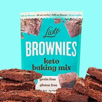 Livlo Keto Brownie Baking Mix - Just 1g Net Carb - Sugar & Gluten Free Keto Desserts, Sweets & Treats - Low Carb, Nut Free, Diabetic Friendly Snack - Fast, Delicious and Easy to Make - 12 servings