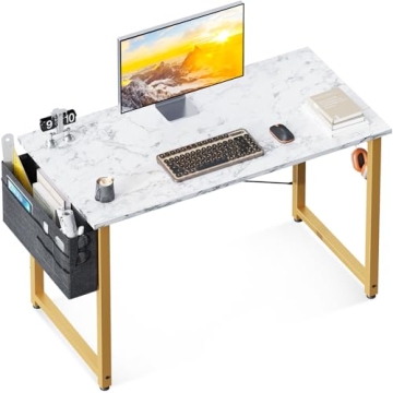 ODK Computer Desk, 40 Inch Small Study Desk, Office Desk with Storage, Work Table with Headphone Hoo...