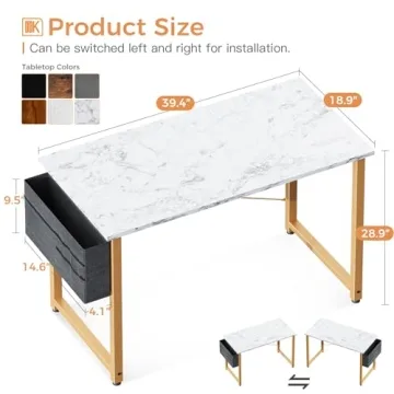ODK White Marble Desk for Small Spaces - Stylish & Practical