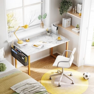 ODK White Marble Desk for Small Spaces - Stylish & Practical