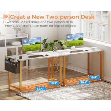 ODK White Marble Desk for Small Spaces - Stylish & Practical