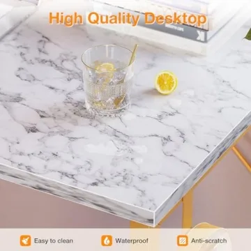 ODK White Marble Desk for Small Spaces - Stylish & Practical