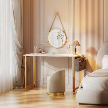 ODK White Marble Desk for Small Spaces - Stylish & Practical