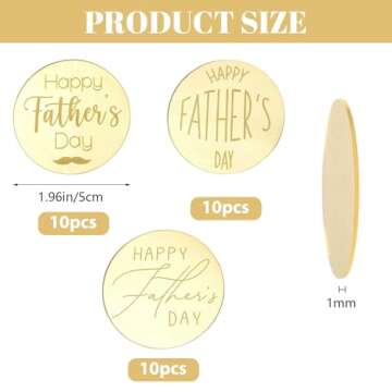 URROMA Father's Day Cupcake Toppers Mixed Set, 30pcs Gold Happy Father's Day Cake Topper Cake Party ...