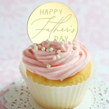 URROMA Father's Day Cupcake Toppers Mixed Set, 30pcs Gold Happy Father's Day Cake Topper Cake Party Art Fonts Decorations for Father's Day