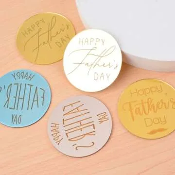 URROMA Father's Day Cupcake Toppers Mixed Set, 30pcs Gold Happy Father's Day Cake Topper Cake Party Art Fonts Decorations for Father's Day