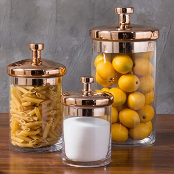 MyGift 6 Piece Clear Glass Apothecary Jar Set - Decorative Kitchen and Bath Storage Canisters